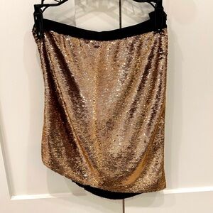 IRO Gold Sequin Metallic Ruched Mini Skirt size 4. EXCELLENT CONDITION